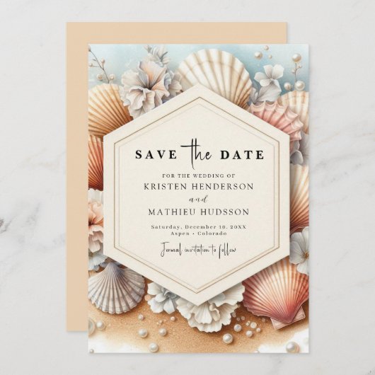 Wasserfarbe Rustikale Hochzeit am Strand Save The Date (Vorne/Hinten)