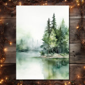 Wasserfarbe Rustikale Hochzeit des Wald-Sees Einladung