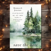 Wasserfarbe Rustikale Hochzeit des Wald-Sees Save The Date