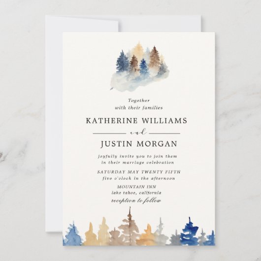 Wasserfarbe Rustikale Hochzeit Einladung (Vorderseite)