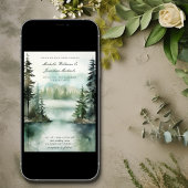 Wasserfarbe Rustikale Hochzeit im Bergsee Einladung