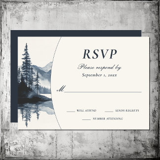 Wasserfarbe Rustikale Hochzeit im Bergsee RSVP Karte