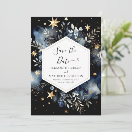 Wasserfarbe Rustikale Hochzeit Save The Date (Stehend Vorderseite)