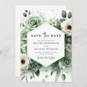 Wasserfarbe Rustikale Minimal-Käfig Grüne Hochzeit Save The Date (Vorne/Hinten)