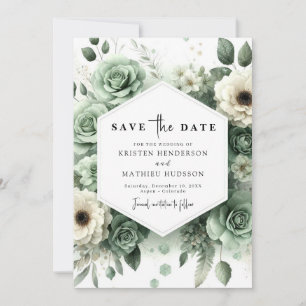 Wasserfarbe Rustikale Minimal-Käfig Grüne Hochzeit Save The Date