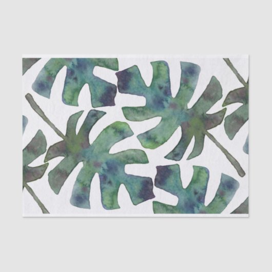 Wasserfarbe Rustikale Palmen Blätter Tropisch Seidenpapier (Vorderseite)