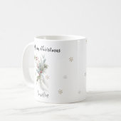 Wasserfarbe Rustikale Pine Floral Frohe Weihnachts Kaffeetasse (Vorderseite Links)