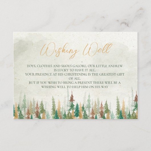 Wasserfarbe Rustikale Pinienwälder, die gut wollen Begleitkarte (Vorderseite)