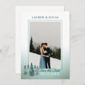 Wasserfarbe Rustikale Pinienwälder FOTO Hochzeit Save The Date (Vorne/Hinten)