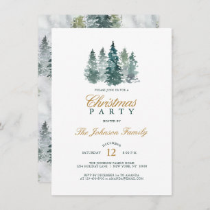 Wasserfarbe Rustikale Pinienwälder Party Einladung