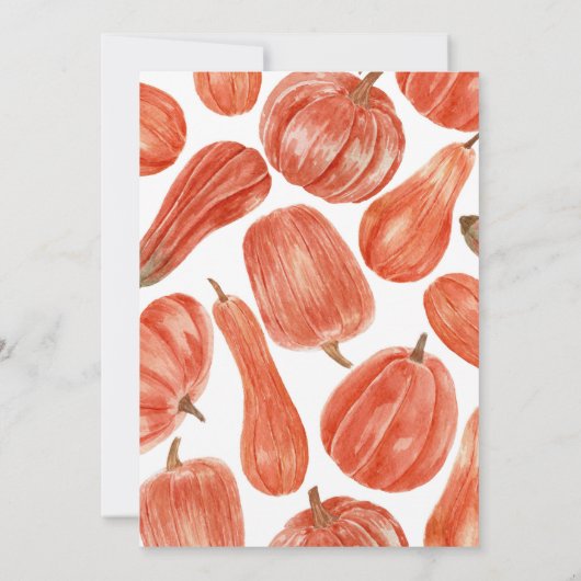 Wasserfarbe Rustikale Pumpkin Girl Babydusche Einladung (Rückseite)