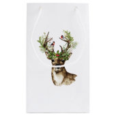 Wasserfarbe Rustikale Rentierweihnacht Kleine Geschenktüte (Rückseite)