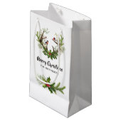 Wasserfarbe Rustikale Rentierweihnacht Kleine Geschenktüte (Vorderseite Schrägansicht)