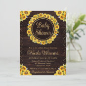 Wasserfarbe Rustikale Sonnenblumen Kinderdusche Einladung (Stehend Vorderseite)