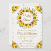 Wasserfarbe Rustikale Sonnenblumen Kinderdusche Einladung (Vorderseite)