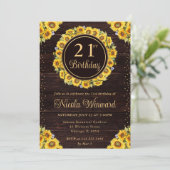 Wasserfarbe Rustikale Sonnenblumen Wreath Geburtst Einladung (Stehend Vorderseite)