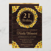 Wasserfarbe Rustikale Sonnenblumen Wreath Geburtst Einladung (Vorne/Hinten)