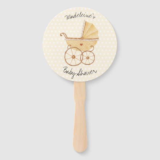 Wasserfarbe Rustikale Stroller Pram Babydusche Fächer (Vorderseite)