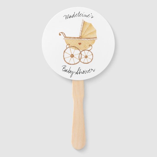 Wasserfarbe Rustikale Stroller Pram Babydusche Fächer (Rückseite)