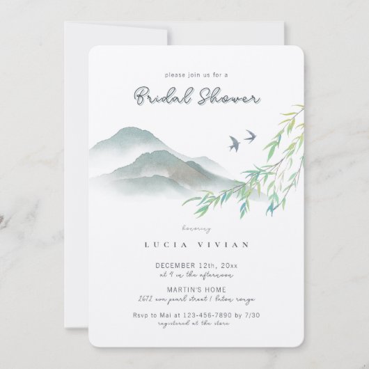 Wasserfarbe Rustikale Vegetation Brautparty Einladung (Vorderseite)