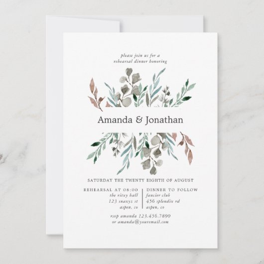 Wasserfarbe Rustikale Vegetation Winter Probe Aben Einladung (Vorderseite)