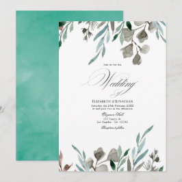 Wasserfarbe Rustikale Vegetation Winterhochzeit Einladung
