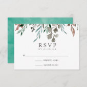Wasserfarbe Rustikale Vegetation Winterhochzeit RSVP Karte (Vorne/Hinten)