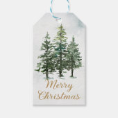 Wasserfarbe Rustikale Wälder Pinienbäume Weihnacht Geschenkanhänger (Vorderseite)