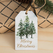 Wasserfarbe Rustikale Wälder Pinienbäume Weihnacht Geschenkanhänger