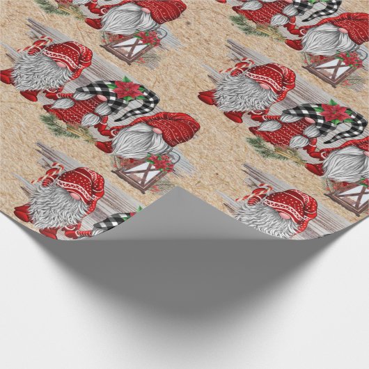 Wasserfarbe Rustikale Weihnachten Niedliche Gnomad Geschenkpapier (Ecke)