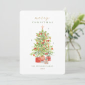 Wasserfarbe Rustikale Weihnachtsbaum Weihnachtsbau Einladung (Stehend Vorderseite)