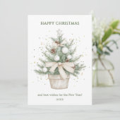 Wasserfarbe Rustikale Weihnachtsbaumgeschäft Feiertagskarte (Stehend Vorderseite)