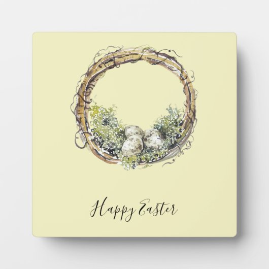 Wasserfarbe Rustikale Weinrebe & Eiern Ostern Fotoplatte (Vorderseite)