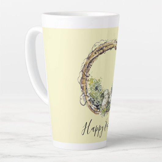 Wasserfarbe Rustikale Weinrebe & Eiern Ostern Milchtasse (Linke Ecke)