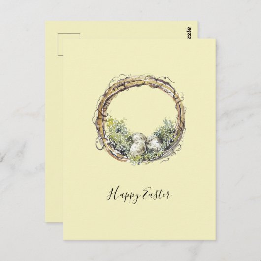 Wasserfarbe Rustikale Weinrebe & Eiern Ostern Postkarte (Vorne/Hinten)