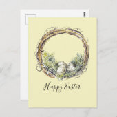 Wasserfarbe Rustikale Weinrebe & Eiern Ostern Postkarte (Vorne/Hinten)
