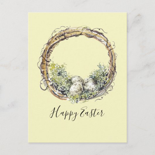 Wasserfarbe Rustikale Weinrebe & Eiern Ostern Postkarte (Vorderseite)