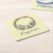 Wasserfarbe Rustikale Weinrebe & Eiern Ostern Rechteckiger Pappuntersetzer (angewinkelt)