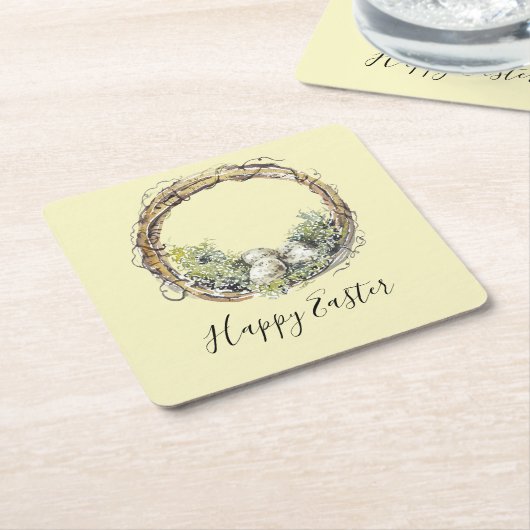 Wasserfarbe Rustikale Weinrebe & Eiern Ostern Rechteckiger Pappuntersetzer (angewinkelt)