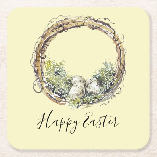 Wasserfarbe Rustikale Weinrebe & Eiern Ostern Rechteckiger Pappuntersetzer (Vorderseite)