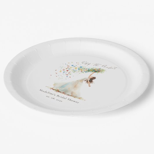 Wasserfarbe Rustikale Wildblume Brautparty Pappteller (Schrägansicht)