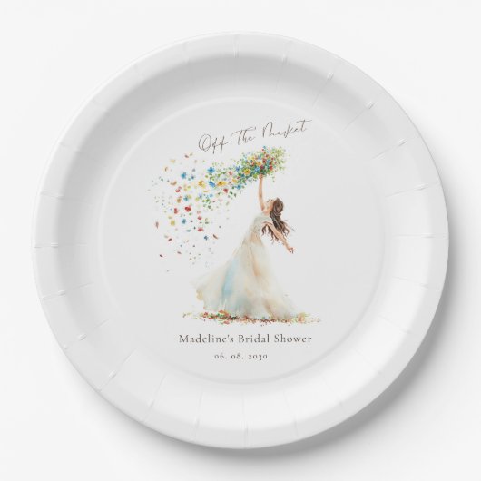 Wasserfarbe Rustikale Wildblume Brautparty Pappteller (Vorderseite)