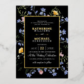 Wasserfarbe Rustikale Wildblumen Wiese Hochzeit Folieneinladung (Vorderseite)