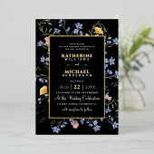 Wasserfarbe Rustikale Wildblumen Wiese Hochzeit Folieneinladung (Stehend vorne)