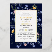 Wasserfarbe Rustikale Wildblumen Wiese Hochzeit Folieneinladung (Vorderseite)