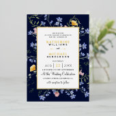 Wasserfarbe Rustikale Wildblumen Wiese Hochzeit Folieneinladung (Stehend vorne)