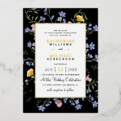 Wasserfarbe Rustikale Wildblumen Wiese Hochzeit Folieneinladung (Vorderseite)