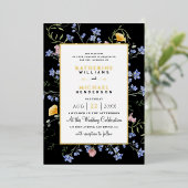 Wasserfarbe Rustikale Wildblumen Wiese Hochzeit Folieneinladung (Stehend vorne)