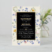 Wasserfarbe Rustikale Wildblumen Wiese Hochzeit Folieneinladung (Stehend vorne)