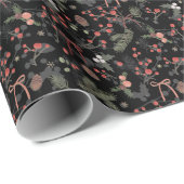 Wasserfarbe Rustikale Winter Pflanze Nahtloses Mus Geschenkpapier (Rolleneckpunkt)